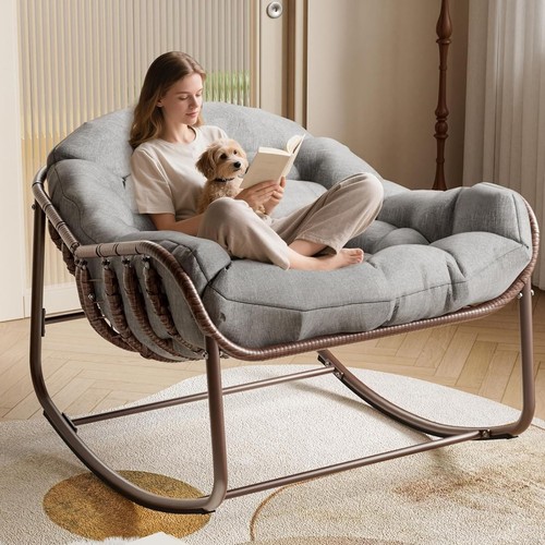 Xxl schaukelstuhl mit rattan - rattan, &