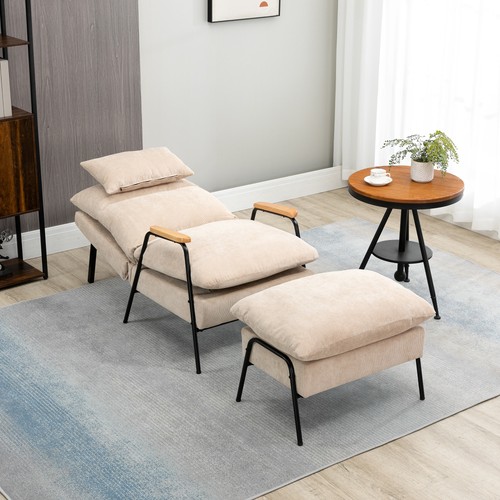 Homcom ohrensessel mit hocker - ohrensessel,